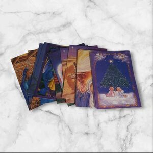 Vintage Fantus Christmas Cards Textured Religious Art Set of 13 w/Envelopes